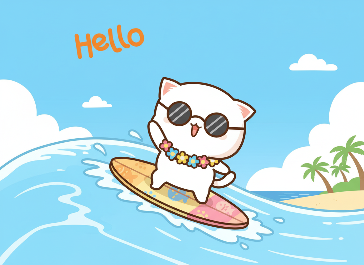 Surfing Cat
